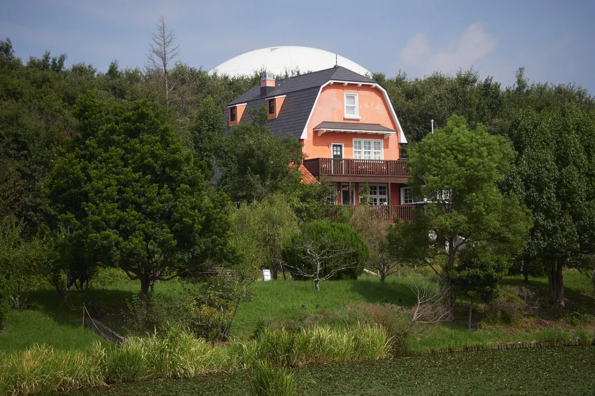 Storybook-style house in the Valley of Witches area of Ghibli Park in Aichi