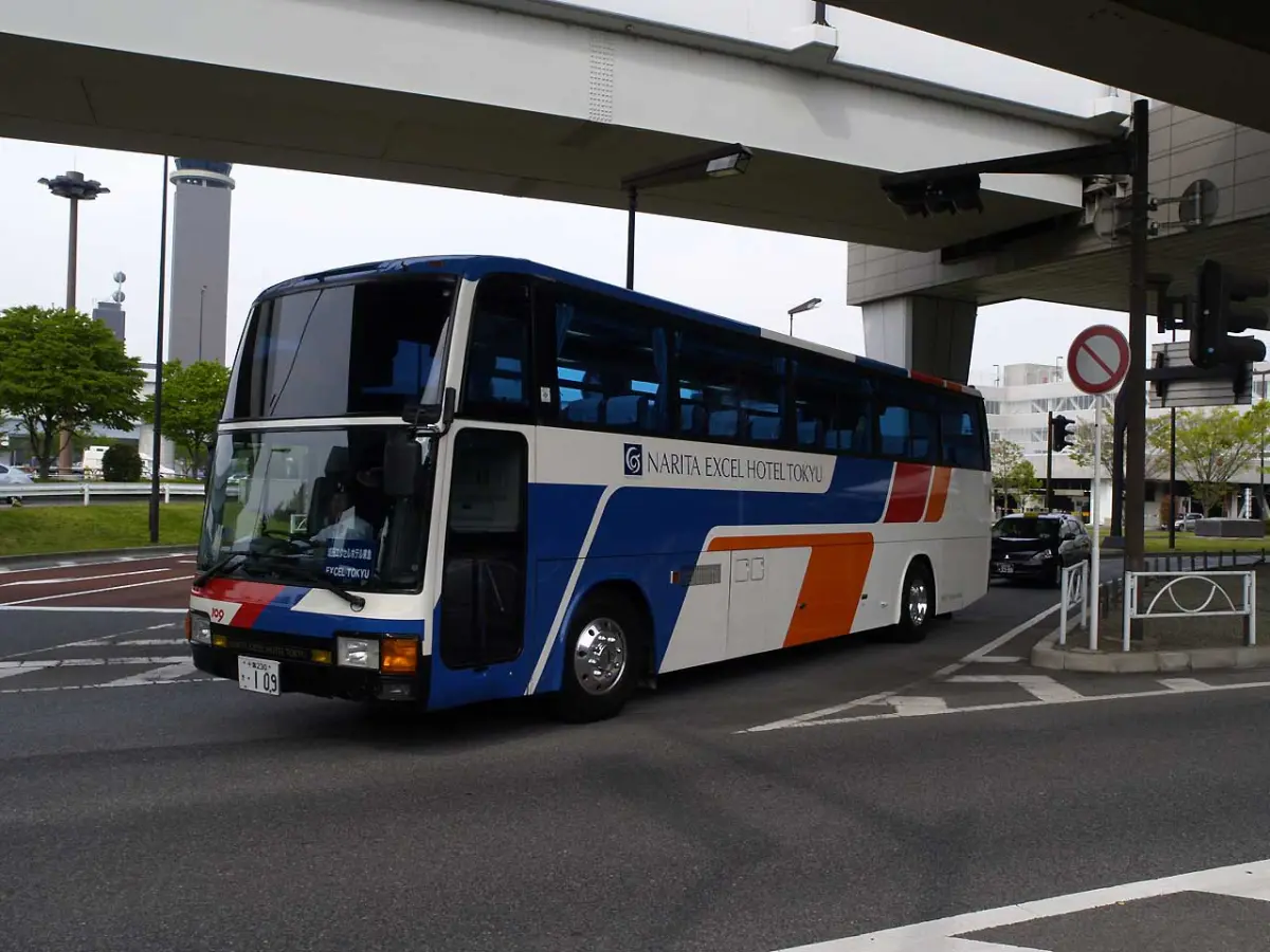 Hotel shuttle bus for an airport hotel driving near Narita Airport