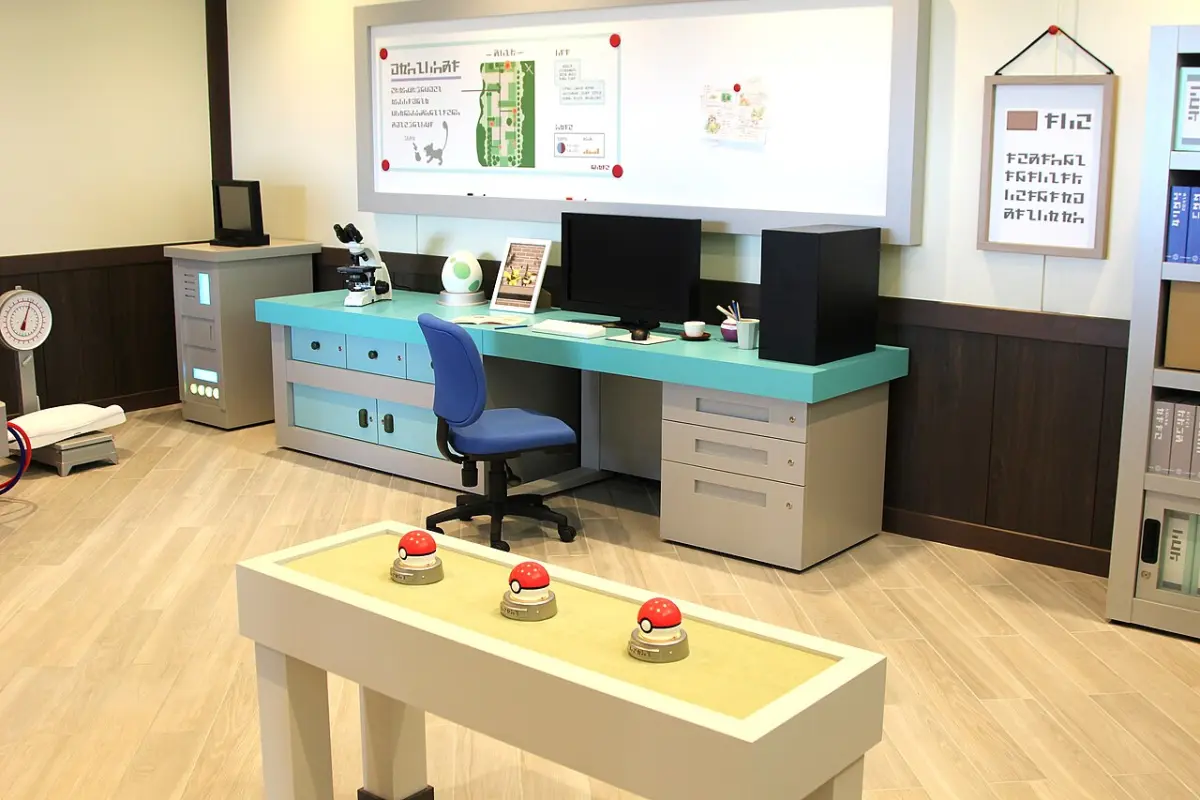 Professor Sedge's lab room at the Pokémon Forest entrance of PokéPark KANTO