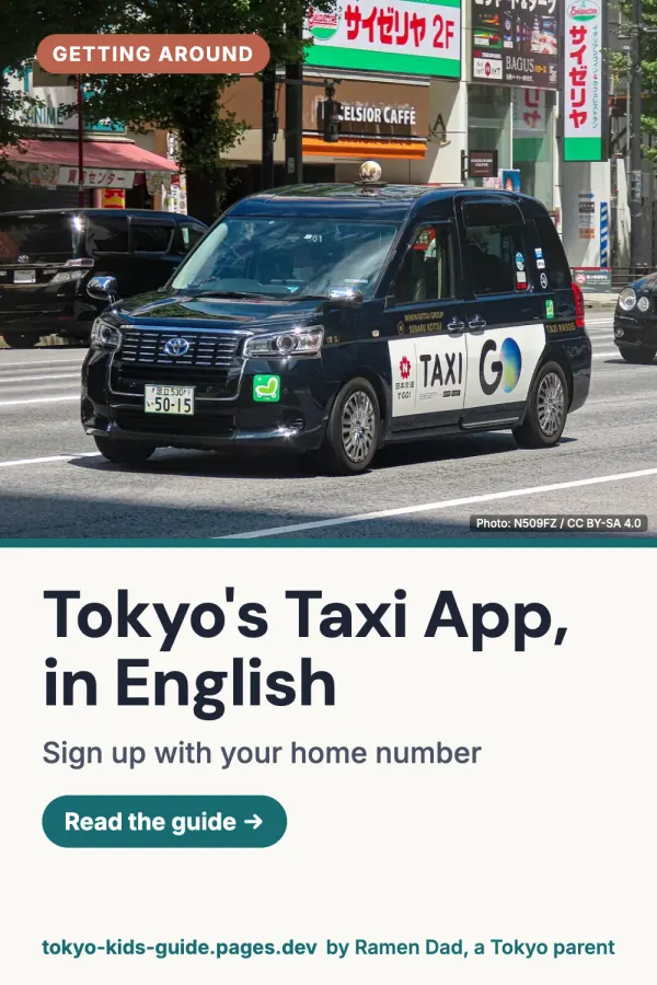 Pinterest pin: GO Taxi App in English: Setup, Payment and Big Taxis for Families
