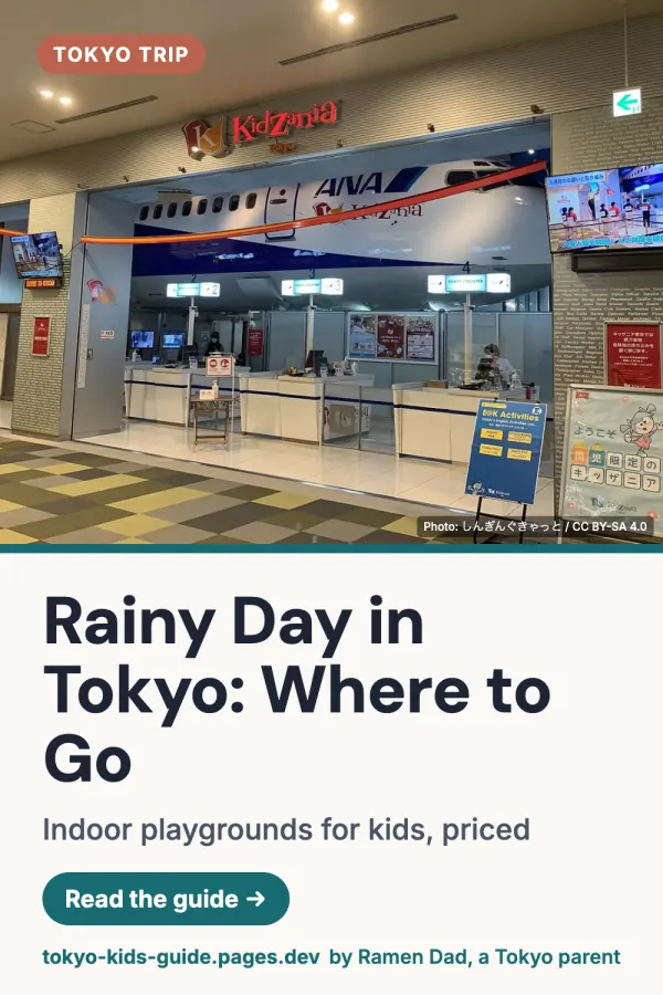 Pinterest pin: Indoor Playgrounds in Tokyo: Where Kids Can Burn Energy on a Rainy Day